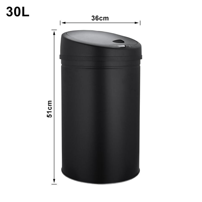 Abfalleimer Küche Mülleimer mit IR Sensor Müllbehälter Automatisch Kücheneimer 30 Liter Edelstahl Mülltonne Schwarz