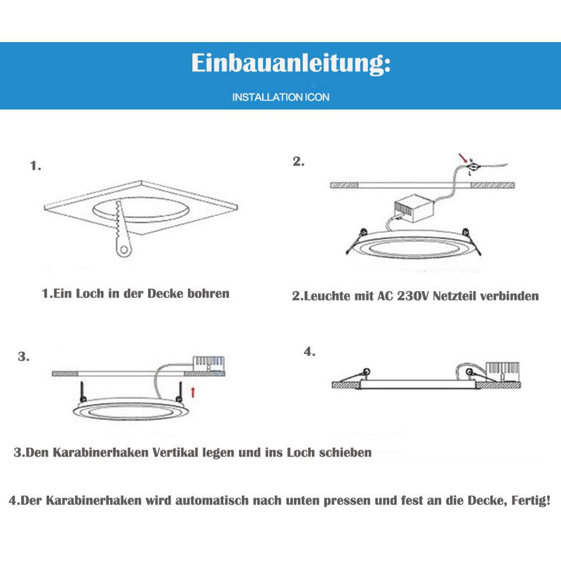 Hengda 5 x 3W LED Panel Lampe LED Einbauleuchten Ultraslim Farbwechsel 3 in 1 Dimmbar