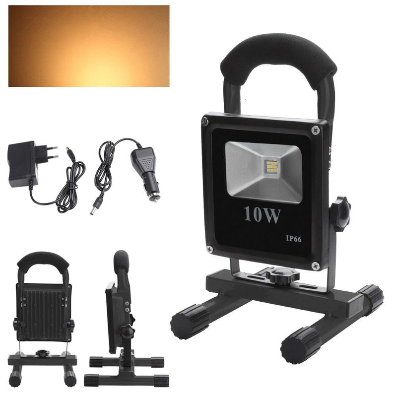 Wolketon Onlineshop Günstig Kaufen LED Werkstattlampen Akku Außen Strahler Baustrahler 10W Warmweiß(Schwarz)