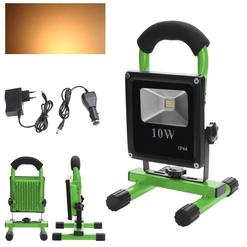 Wolketon Onlineshop Günstig Kaufen LED Fluter Akku Strahler Arbeitsscheinwerfer Werkstattlampen Handlampe 10W Warmweiß(Grün)