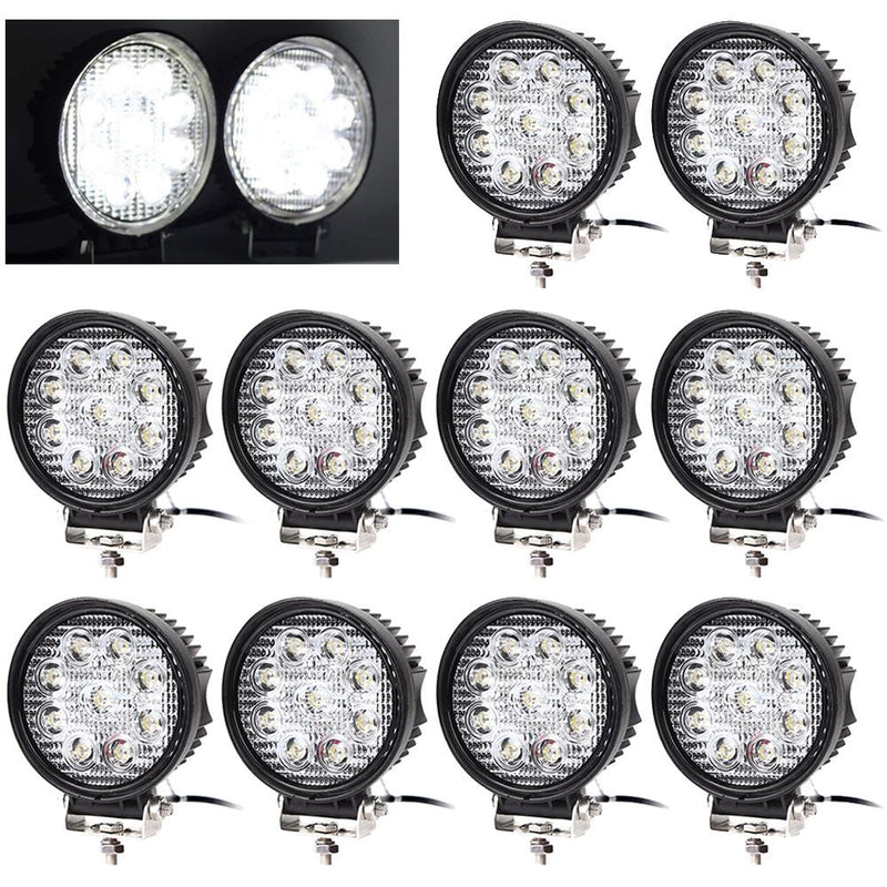 Wolketon Onlineshop Günstig Kaufen 10X 27W LED Scheinwerfer Runde Arbeitsscheinwerfer mit 9 LEDs Rückfahrscheinwerfer