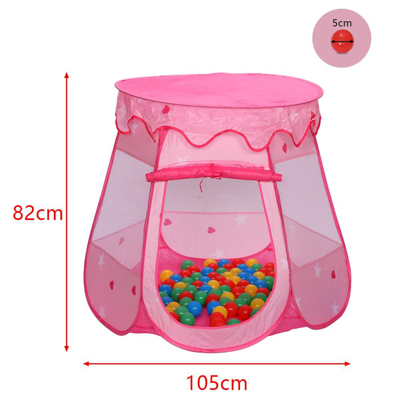 Hengda Klappbar Spielzelt Pink Kinderzelt mit 100 Bällen Marina Pop Up Faltbares Ball-Pool-Cottage