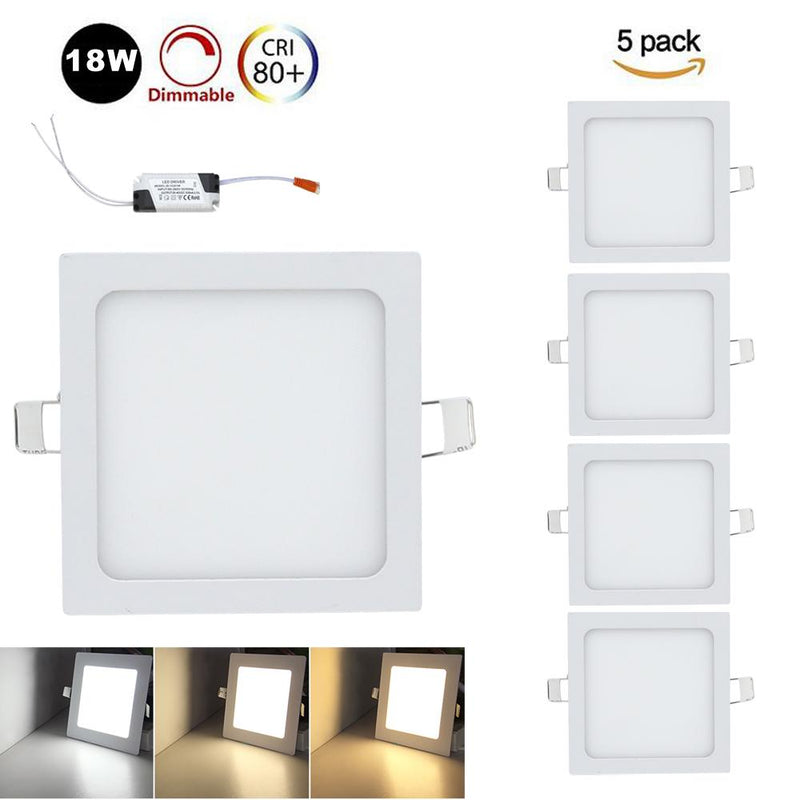 Wolketon Onlineshop Günstig Kaufen 5x 18W Eckig LED Panel Einbauleuchten 3 in 1 Farbwechsel