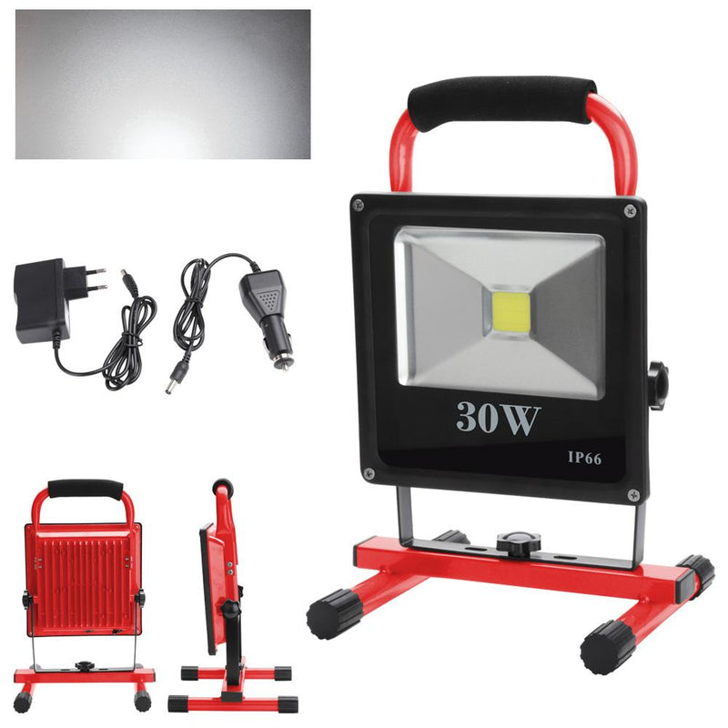 Wolketon Onlineshop Günstig Kaufen LED Akku Fluter Baustrahler Arbeitsleuchte Werkstattlampen Campinglaterne 30W Kaltweiß(Rot)