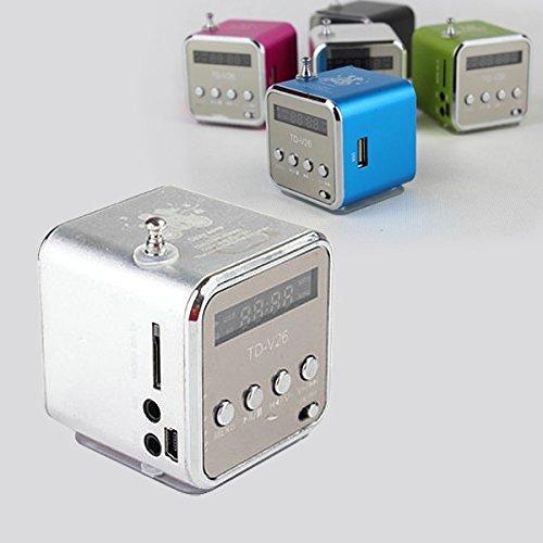 Wolketon Onlineshop Günstig Kaufen Mini Soundstation Stereo Lautsprecher FM Radio Box Line In Funktion Micro SD Kartenslot silber