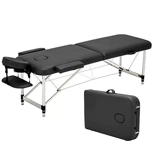 Wolketon Onlineshop Günstig Kaufen Schwarz Mobile Massageliege Klappbar mit Kopfstütze Höhenverstellbar mit Aluminium Füßen 5cm