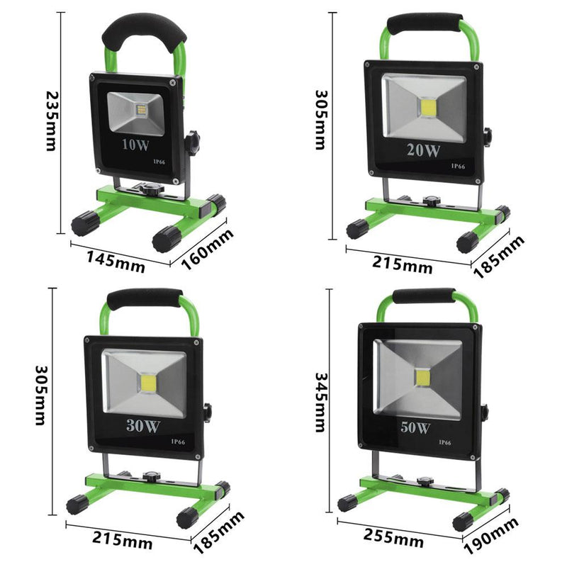 Wolketon Onlineshop Günstig Kaufen LED Akku Strahler Handlampe Flutlicht Baustrahler Arbeitsleuchte 10W-50W (Grün)