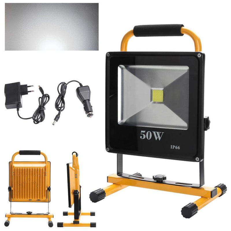 Wolketon Onlineshop Günstig Kaufen LED Flutlicht Fluter Lampe Außen Strahler Baustrahler Akku-Strahler 50W Kaltweiß(Gelb)