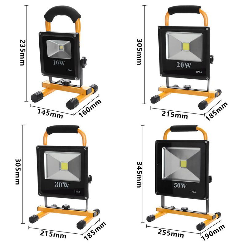 Wolketon Onlineshop Günstig Kaufen LED Akku Strahler Handlampe Flutlicht Baustrahler Arbeitsleuchte 10W-50W (Gelb)