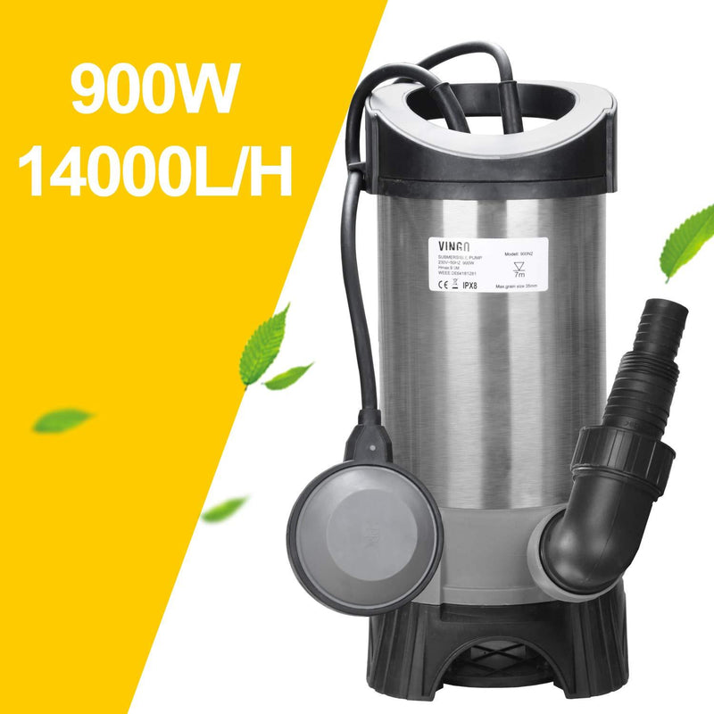 Wolketon Onlineshop Günstig Kaufen 900W Tauchpumpe Schmutzwasser Automatik und Dauerbetrieb Gartenpumpe