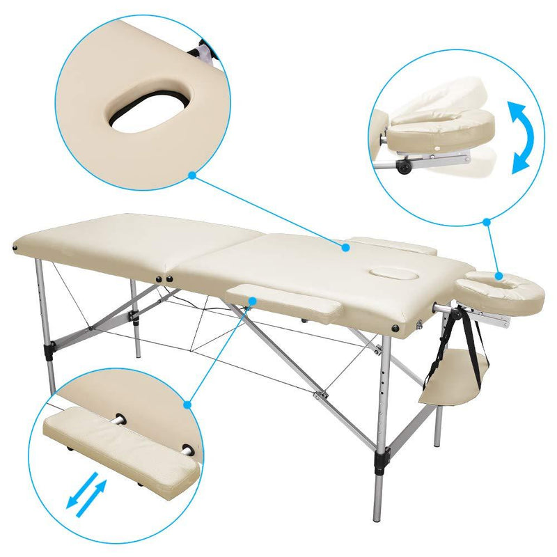 hengda-beige-tragbare-massageliege-einfache-installation-2-zonen-klappbar-mit-kopfstutze-hohenverstellbar-aluminium-fussen-5cm