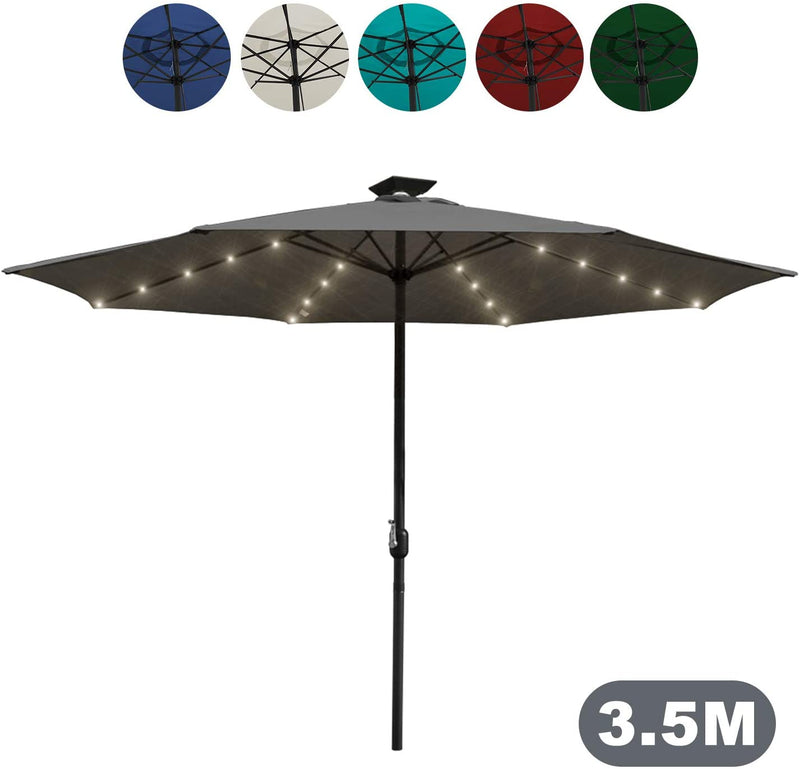 Wolketon Onlineshop Günstig Kaufen Ø350cm Sonnenschirm Grau mit LEDs