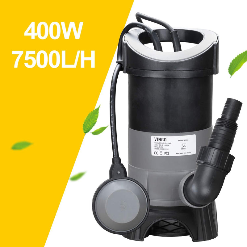 Wolketon Onlineshop Günstig Kaufen 400W Tauchpumpe Schmutzwasser Automatik und Dauerbetrieb Gartenpumpe