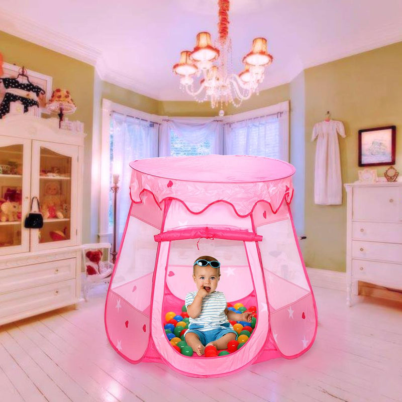 Hengda Klappbar Spielzelt Pink Kinderzelt mit 100 Bällen Marina Pop Up Faltbares Ball-Pool-Cottage