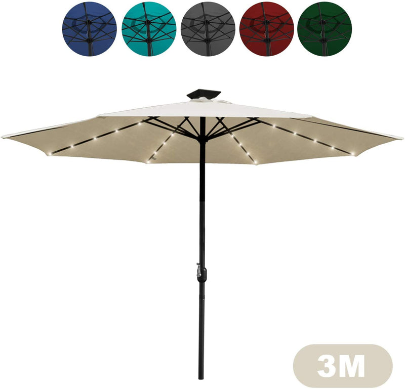 Wolketon Onlineshop Günstig Kaufen Ø300cm Sonnenschirm Cremes mit LEDs