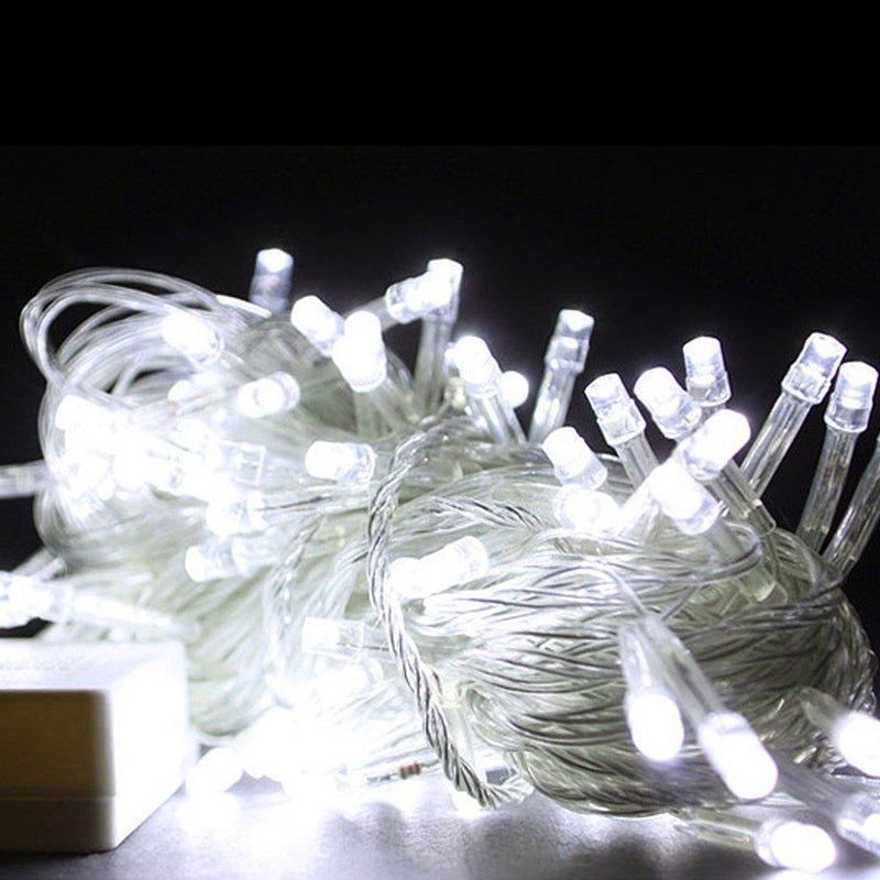 Wolketon Onlineshop Günstig Kaufen 20M 200 LED Lichterkette Kaltweiß Christbaumschmuck Transparent für Weihnachtsfest