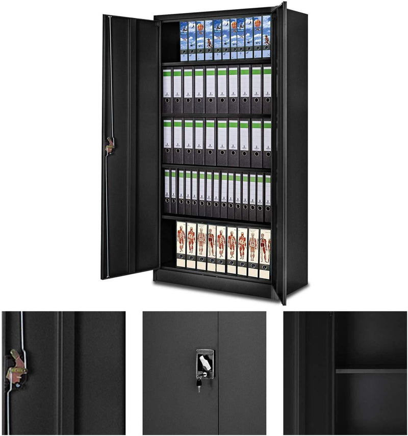 Wolketon Onlineshop Günstig Kaufen Aktenschrank Büroschrank Metallschrank Mit 2 Türen Flügeltüren Abschließbar, Pulverbeschichtet, 180 * 90 * 40cm