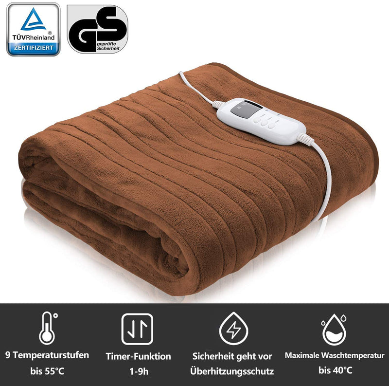 Wolketon Onlineshop Günstig Kaufen Braun Kuschelheizdecke Heizdecke 9 Leistungsstufen Timer Funktion