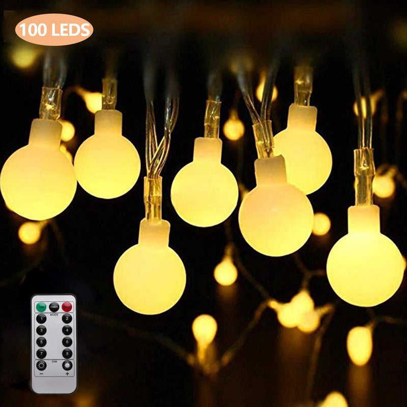 Wolketon Onlineshop Günstig Kaufen Kugel Lichterkette 100 LEDs 13m 8 Modi Stimmungslichter Warmweiße Globe Lichterkette Weinachtsbeleuchtung