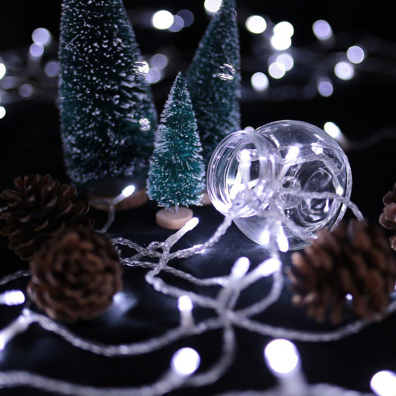 Wolketon Onlineshop Günstig Kaufen 200M 1000 LED Lichterketten Kaltweiß Weihnachtsdekoration Transparent für Weihnachtszeit Halloween Party Aussen Fassaden