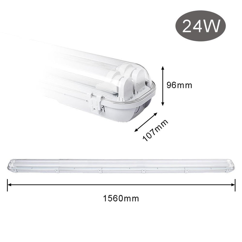 24W LED Feuchtraumleuchte Kaltweiß 150CM Wannenleuchte Tageslicht Industrie Strahler Werkstatt Beleuchtung IP65 Badlampe Leuchtstoff lamp ( 2er Set, G13 )