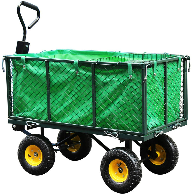 Wolketon Onlineshop Günstig Kaufen Gartenwagen Herausnehmbare Plane Bollerwagen Klappbare Seitenwände bis 550kg Belastbar Handwagen Typ XL