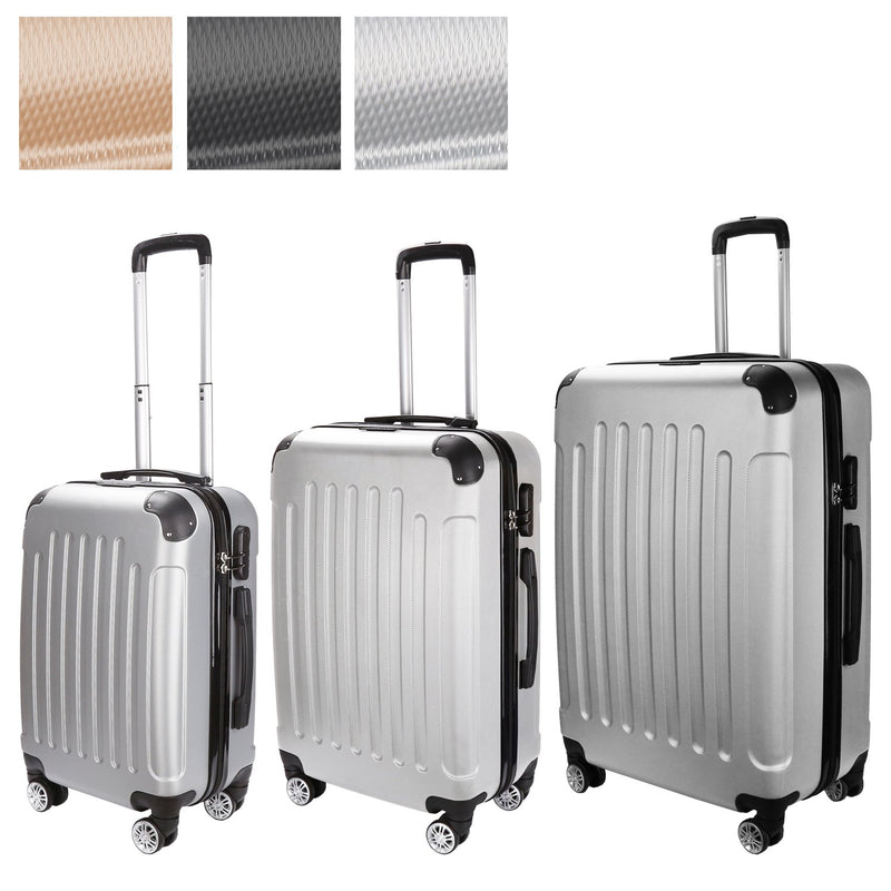 Wolketon Onlineshop Günstig Kaufen Tolletour 4 Rollen Silber Trolley M-L-XL Handgepäck Hartschalenkoffer