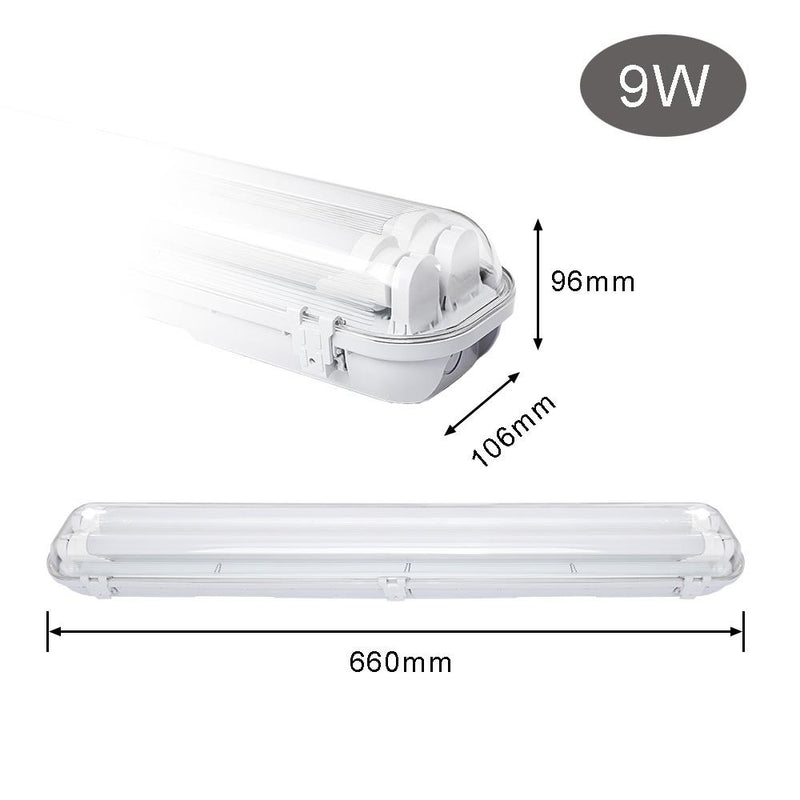 9W LED Feuchtraumleuchte Kaltweiß 60CM Wannenleuchte Leuchtstoff lamp Wasserdicht  IP65 Werkstatt Beleuchtung ( 2 Stücke, G13 )