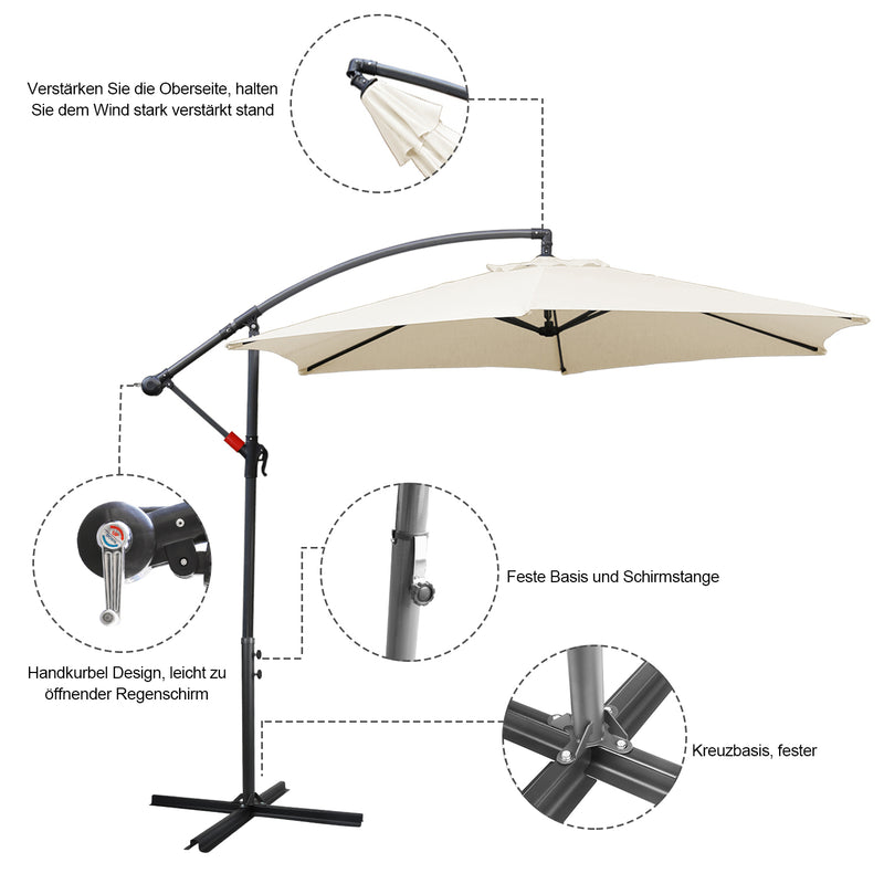 Wolketon Sonnenschirm Ampelschirm 3.0M/3.5M mit/ohne LED