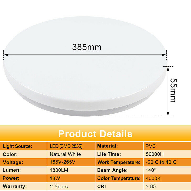 Wolketon 18W LED Deckenleuchte mit Bewegungsmelder Sensor Neutralweiß