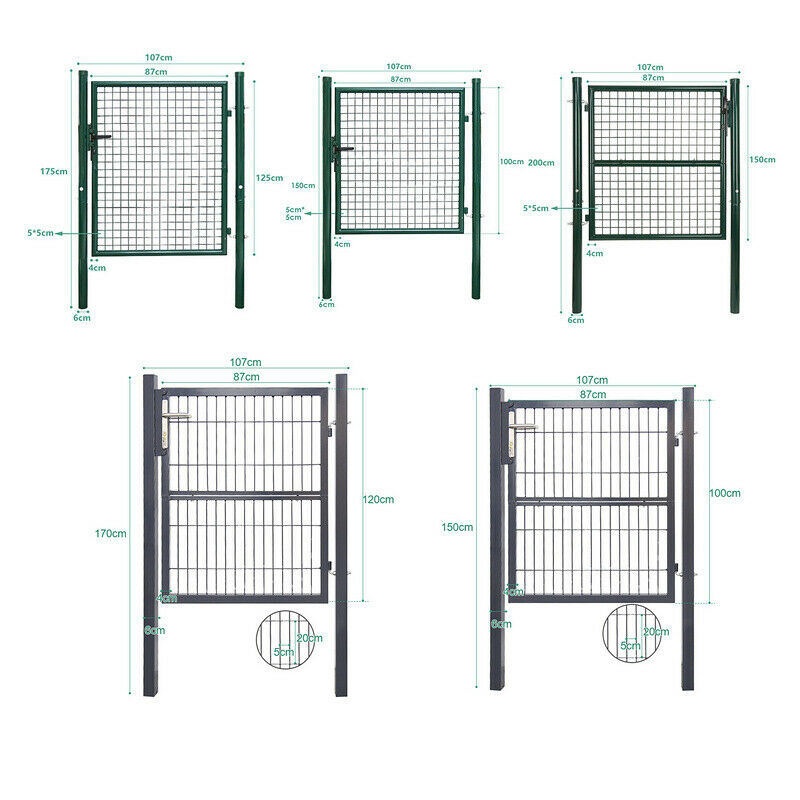 Wolketon Gartentür Zaun Verzinkt Stahlrohr Zäune Tür 100/125/160 cm