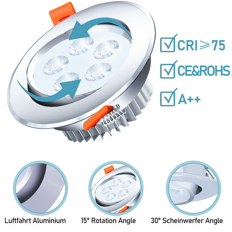 Wolketon 3W/5W/7W LED Einbaustrahler Deckenstrahler Set