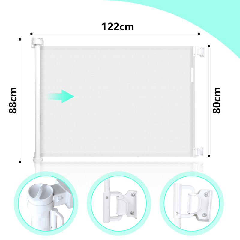 Wolketon Kindergitter Türschutzgitter Treppenschutzgitter ausziehbar & einrollbar