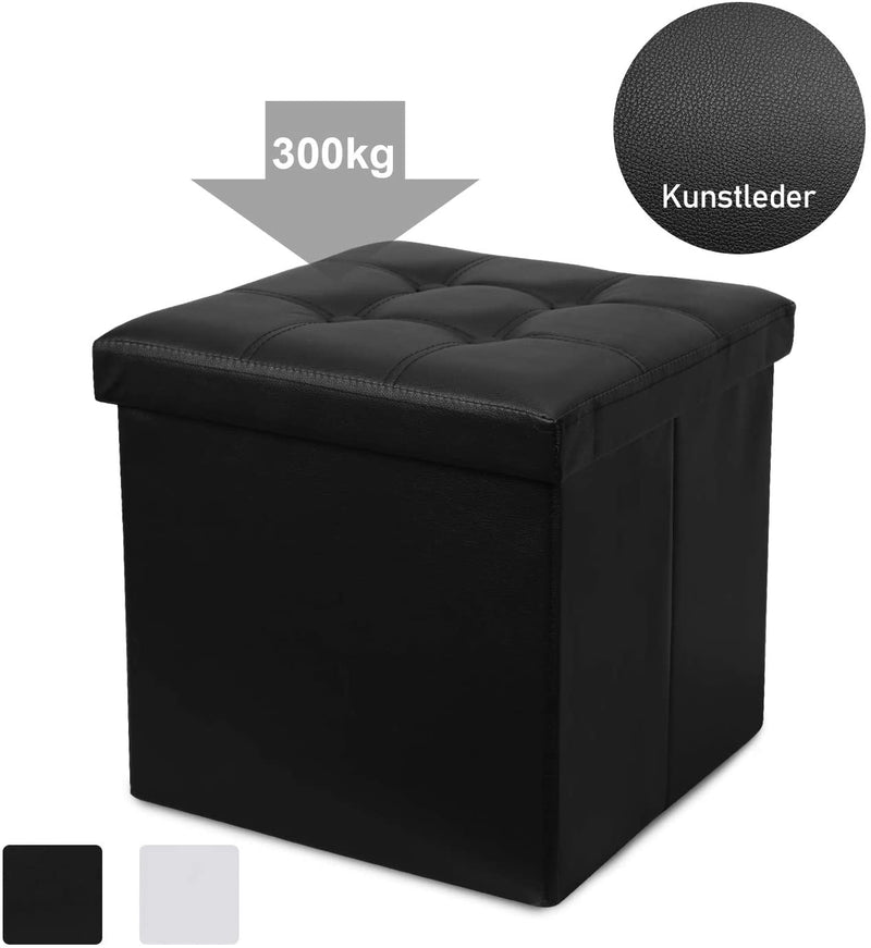 Wolketon Schwarz Faltbar Sitzhocker Aufbewahrungsbox 38x38x38cm 40L