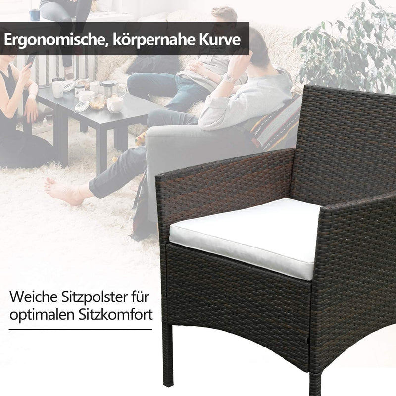 Wolketon Sitzgruppe Essgruppe Braun Poly Rattan für 3-4 Personen