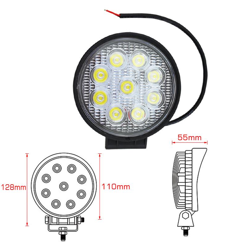 4X 27W LED Scheinwerfer Runde Arbeitsscheinwerfer Arbeitslicht mit 9 LEDs Reflektor Rückfahrscheinwerfer