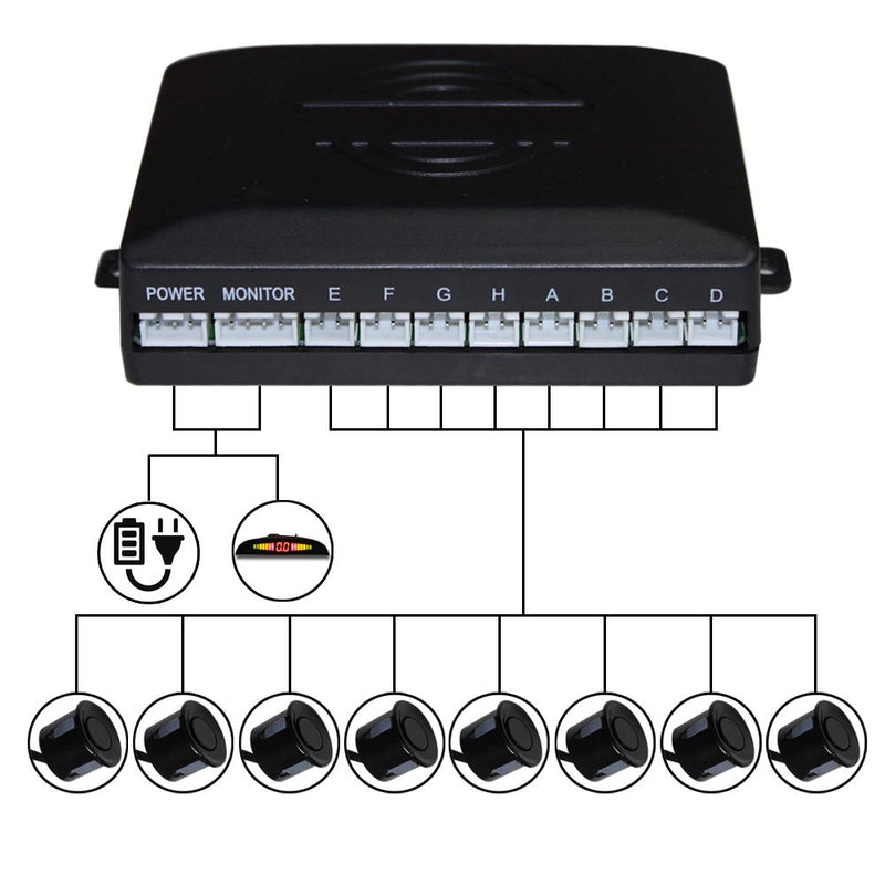 Einparkhilfe 8 Sensoren Auto Rückfahrwarner Rückfahrsystem Parksensoren Schwarz KFZ PKW PDC