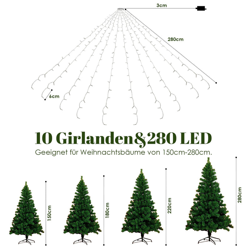 Wolketon Weihnachtsbaumkette LED Lichterkette IP44 8 Funktionen