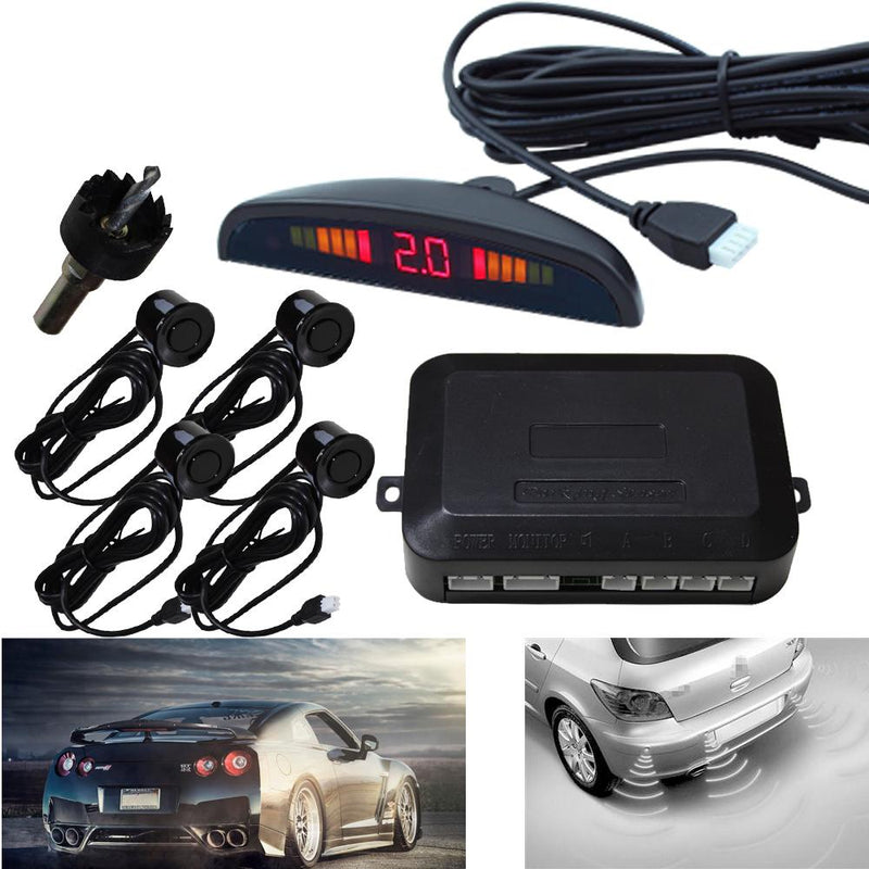 Wolketon Onlineshop Günstig Kaufen Auto Einparkhilfe 4 Sensor Alarm Parkhilfe Rückfahrwarner Parksensoren PDC KFZ schwarz