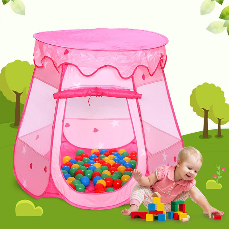 Hengda Klappbar Spielzelt Pink Kinderzelt mit 100 Bällen Marina Pop Up Faltbares Ball-Pool-Cottage