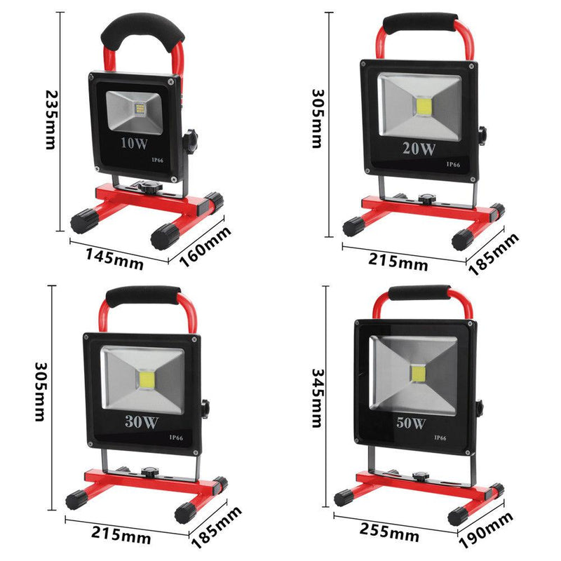 Wolketon Onlineshop Günstig Kaufen LED Akku Strahler Handlampe Flutlicht Baustrahler Arbeitsleuchte 10W-50W (Rot)