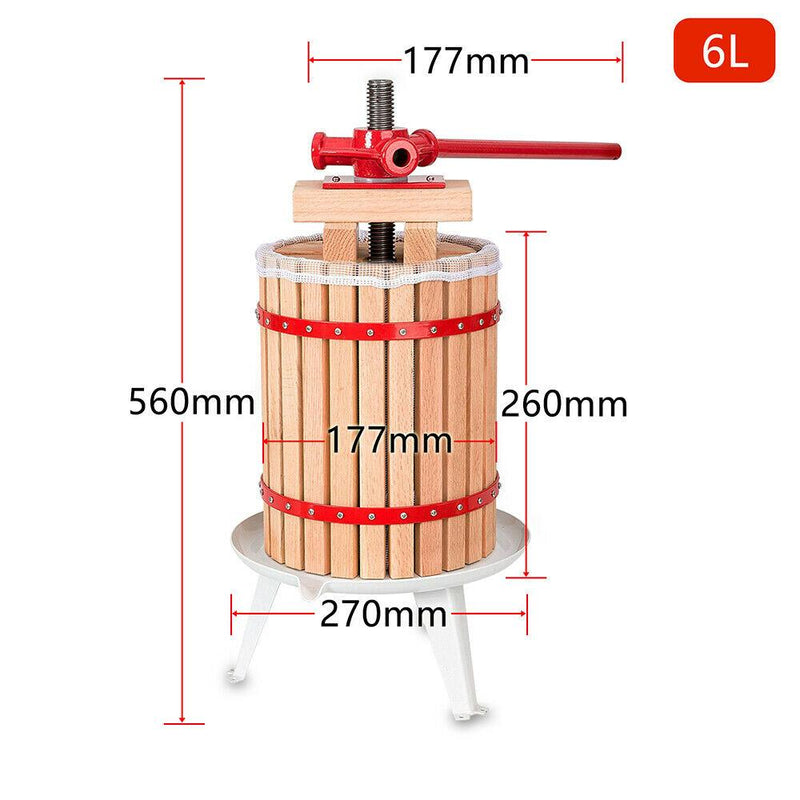 Hengda 6L/7L/12L/18L Fruchtpresse Obstpresse Saft Beerenpresse Mühle Obstmühle Maischepresse Juicer Presstuch