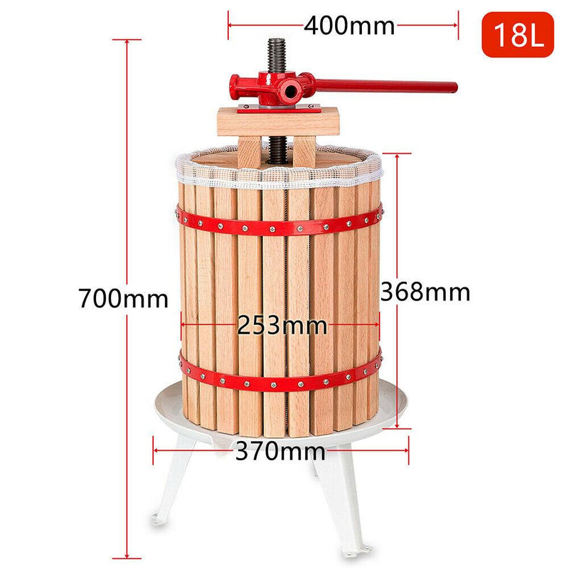 Hengda 6L/7L/12L/18L Fruchtpresse Obstpresse Saft Beerenpresse Mühle Obstmühle Maischepresse Juicer Presstuch